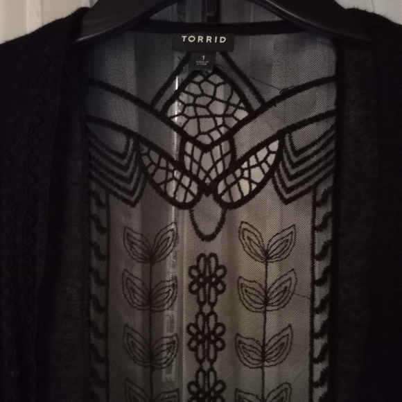 Torrid Hacci Lace Inlay Back Open Front Cardigan - Picture 4 of 9